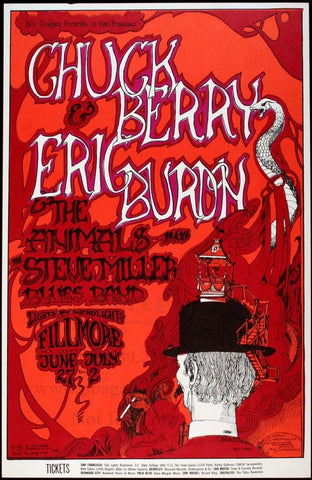 BG070 - Chuck Berry Poster - Fillmore Auditorium (27 - Jun - 67) Condition - 1.5