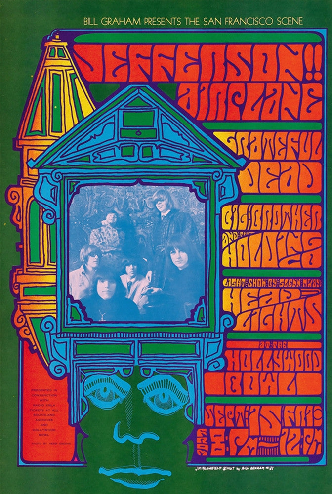 BG081 - Jefferson Airplane Poster - Hollywood Bowl (15 - Sep - 67) Condition - 1.5