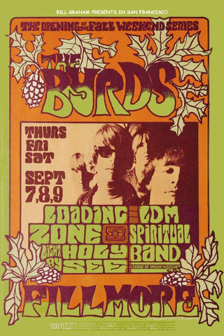 BG082 - The Byrds Poster - Fillmore Auditorium (07 - Sep - 67) Condition - 1.5