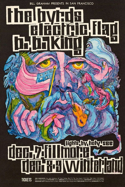 BG096 - The Byrds Poster - Fillmore Auditorium (07 - Dec - 67) Condition - 2