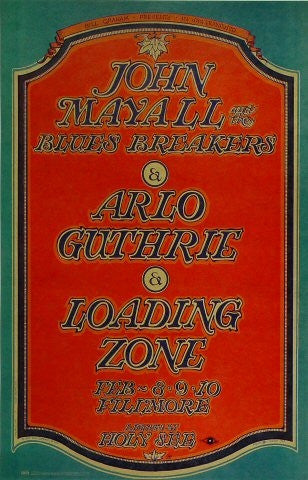 BG106 - John Mayall and the Blues Breakers Poster - Fillmore Auditorium (08 - Feb - 68) Condition - 2.5