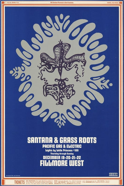 BG150 - Santana Poster - Fillmore Auditorium (19 - Dec - 68) Condition - 1.5
