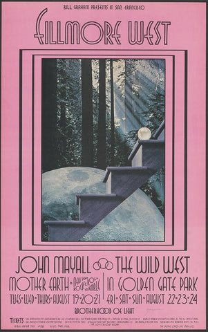 BG188 - John Mayall Poster - Fillmore Auditorium (19 - Aug - 69) Condition - 1.5