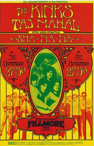 BG204 - Kinks Poster - Fillmore Auditorium (27 - Nov - 69) Condition - 1