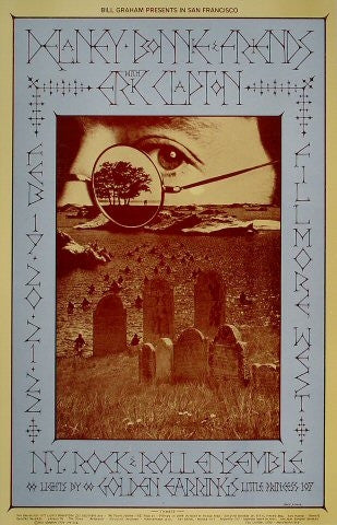 BG218 - Delaney and Bonnie and Friends with Eric Clapton Poster - Fillmore Auditorium (19 - Feb - 70) Condition - 1.5