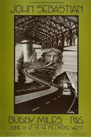 BG238 - John Sabastian Poster - Fillmore Auditorium (11 - Jun - 70) Condition - 1.5