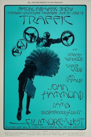BG241 - Traffic with Stevie Winwood, Chris Wood Poster - Fillmore Auditorium (30 - Jun - 70) Condition - 1.5