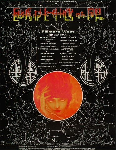 BG247 - Iron Butterfly Poster - oversize - Fillmore Auditorium (24 - Aug - 70) Condition - 1.5