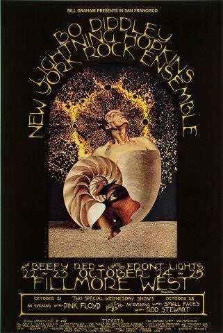 BG253 - Bo Diddley Poster - Fillmore Auditorium (22 - Oct - 70) Condition - 1.5