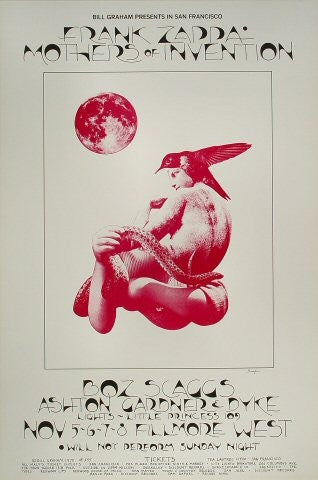 BG255 - Frank Zappa Poster - Fillmore Auditorium (05 - Nov - 70) Condition - 1