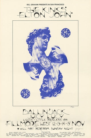 BG256 - Kinks Poster - Fillmore Auditorium (12 - Nov - 70) Condition - 1.5