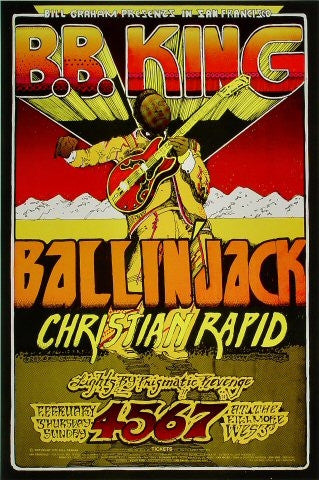 BG269 - B.B. King Poster - Fillmore Auditorium (04 - Feb - 71) Condition - 1.5