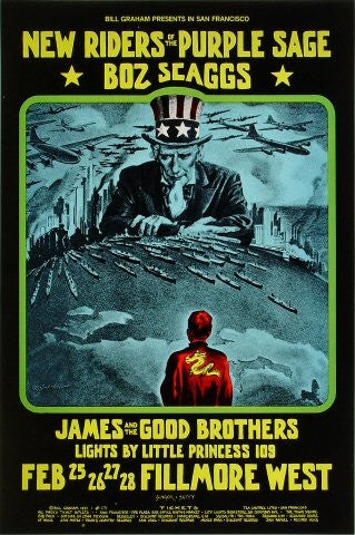 BG271 - New Riders of the Purple Sage Poster - Fillmore Auditorium (25 - Feb - 71) Condition - 1.5