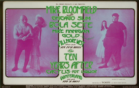 BG278 - Mike Bloomfield with Chicago Slim Poster - Fillmore Auditorium (29 - Apr - 71) Condition - 1.5