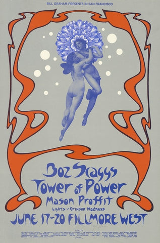 BG285 - Boz Scaggs Poster - Fillmore Auditorium (17 - Jun - 71) Condition - 1.5
