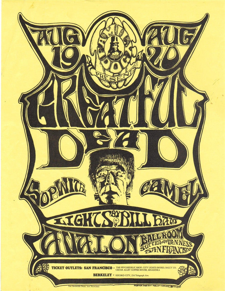 FD022 - The Grateful Dead Handbill - Avalon Ballroom (19 - Aug - 66) Condition - 1.5