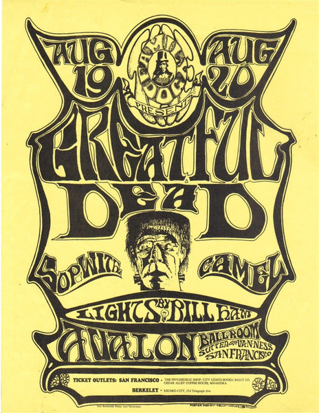 FD022 - The Grateful Dead Handbill - Avalon Ballroom (19 - Aug - 66) Condition - 1.5