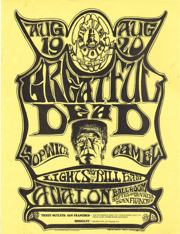 FD022 - The Grateful Dead Handbill - Avalon Ballroom (19 - Aug - 66) Condition - 1.5