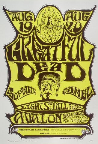 FD022 - The Grateful Dead Poster - Mouse & Kelley Signed - Drawing on Reverse - Avalon Ballroom (19 - Aug - 66) Condition - 2