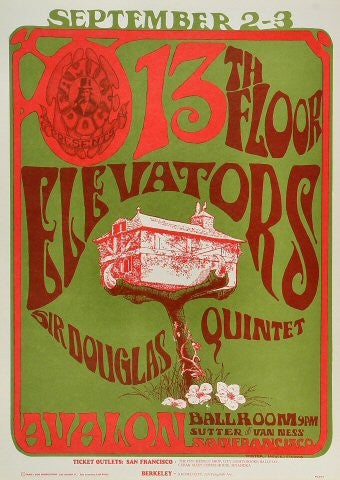 FD024 - 13th Floor Elevators Poster - Avalon Ballroom (02 - Sep - 66) Condition - 1.5