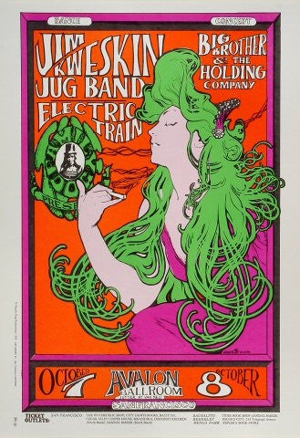 FD029 - Jim Kweskin Poster - Mouse Signed - Avalon Ballroom (07 - Oct - 66) Condition - 1.5