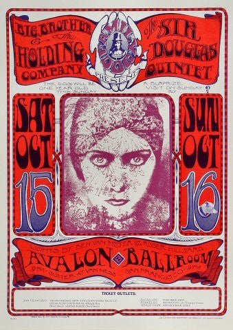 FD030 - Big Brother & The Holding Company Poster - Avalon Ballroom (15 - Oct - 66) Condition - 2