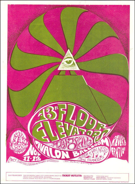 FD034 - 13th Floor Elevators Handbill - Purple - Avalon Ballroom (11 - Nov - 66) Condition - 1