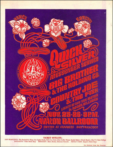 FD036 - Quicksilver Messenger Service Handbill - Avalon Ballroom (25 - Nov - 66) Condition - 1.5