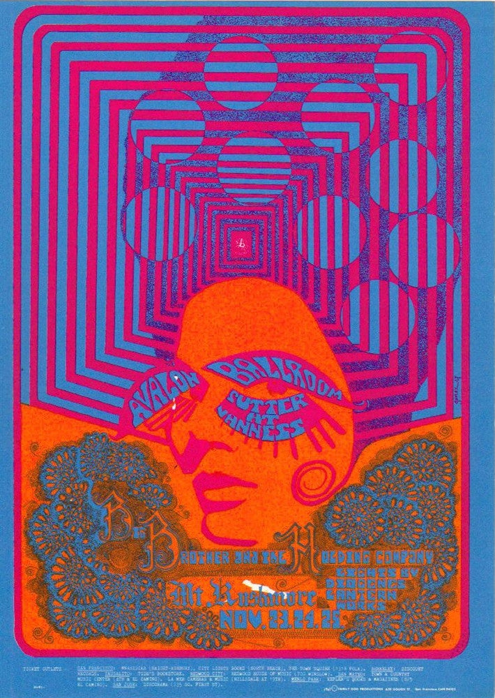 FD093 - Big Brother & The Holding Company Postcard - Avalon Ballroom (24 - Nov - 67) Condition - 1.5