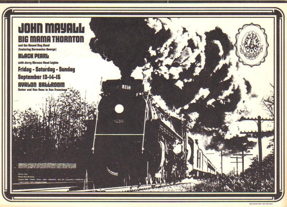 FD137 - John Mayall Postcard - Avalon Ballroom (13 - Sep - 68) Condition - 0