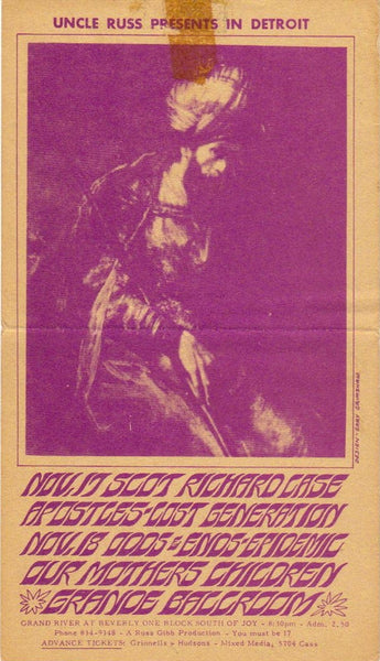 GB10 - Lyman Woodard Postcard - Grande Ballroom (26 - Dec - 67) Condition - 2.5