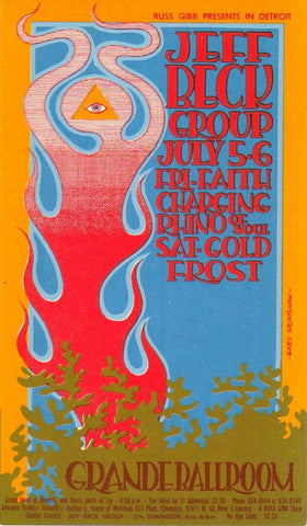 GB43 - Creedence Clearwater Revival Postcard - Grande Ballroom (02 - May - 69) Condition - 1