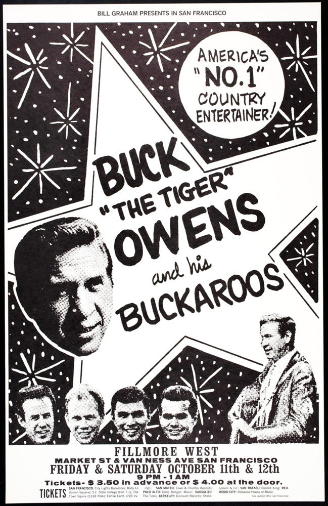 bg140a - Buck Owens Poster - Fillmore Auditorium - Condition - 1.5