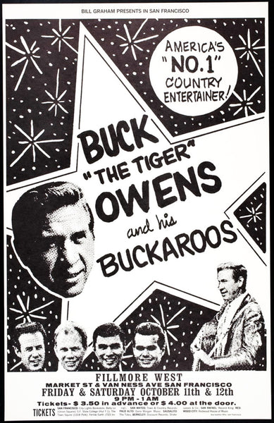 bg140a - Buck Owens Poster - Fillmore Auditorium - Condition - 1.5