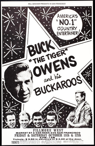 bg140a - Buck Owens Poster - Fillmore Auditorium - Condition - 1.5