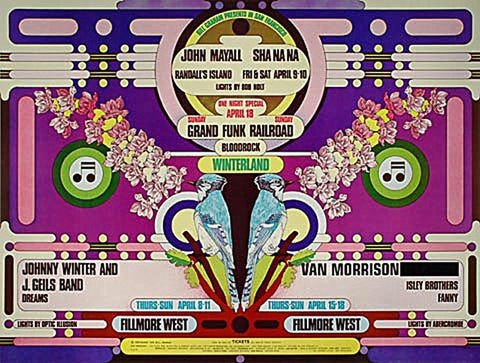 bg276 - Johnny Winter Poster - oversize - rare version - Fillmore Auditorium (08 - Apr - 71) Condition - 1.5